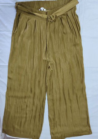 Pantalón fluido ancho caqui talla L
