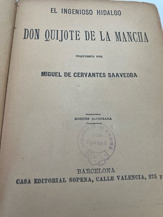 Libró antiguo Don Quijote de la Mancha
