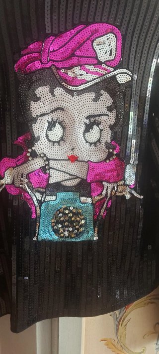 Giaccino Chiodo Paillettes Betty Boop Nero