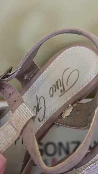 Sandalias Tino Gonzalez tacón ancho marrón y plata