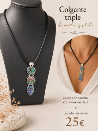 Colgante triple Abalón y Plata