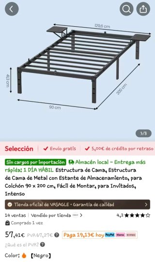 Somier metálico para cama