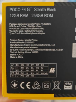 Poco F4 GT 256GB 12GB RAM Negro