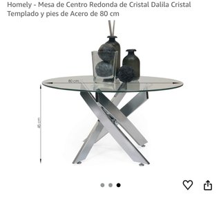 Mesa Centro Cristal Redonda Plata