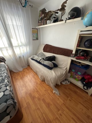 Sofá Cama Tela Beige y Rojo