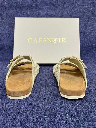 Ciabatte CafèNoir vera pelle Beige/Oro Tg 37