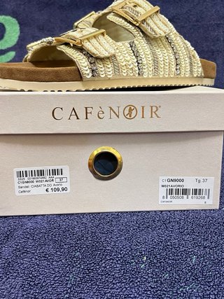 Ciabatte CafèNoir vera pelle Beige/Oro Tg 37