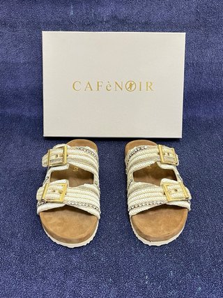 Ciabatte CafèNoir vera pelle Beige/Oro Tg 37