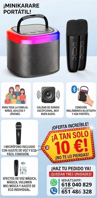 Mini Karaoke Portátil Bluetooth con Micrófono