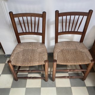 Juego de 2 sillas de madera y yute