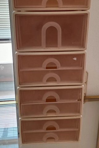 Lote 4 Cajoneras Apilables Beige/Transparente