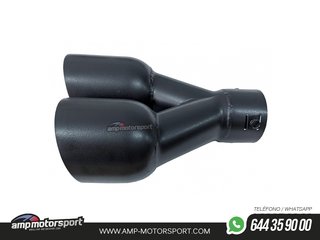 COLA DE ESCAPE INOX DE DOBLE SALIDA REDONDA 89MM NEGRO MATE - DERECHA