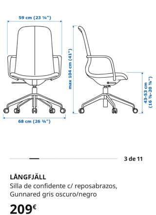 Silla de oficina Ikea LANGFJALL