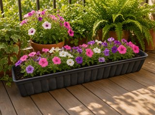 2 Jardineras Gris Plástico Rectangulares