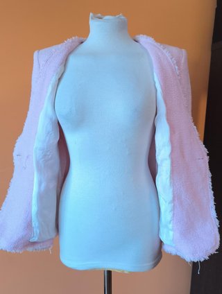 Blazer tweed rosa claro botones plateados M/L