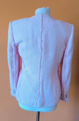 Blazer tweed rosa claro botones plateados M/L