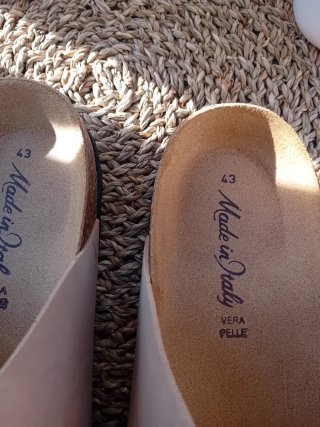 Ciabatte n.43 vera pelle beige