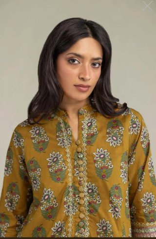 Kurta Khaadi bordada floral Talla M
