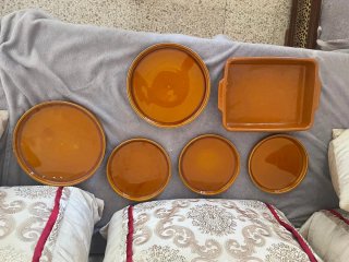 Bandeja cerámica vintage marrón 7 piezas