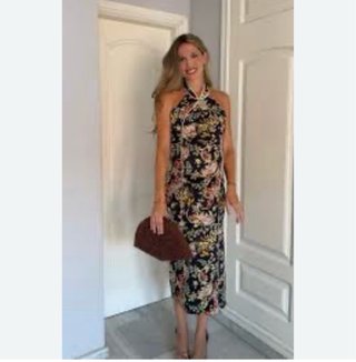 Vestido Halter Estampado Zara T/XS