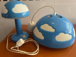 Lámpara infantil nube techo y mesita