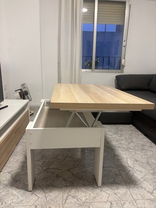 Mesa auxiliar salón madera y blanco extensible