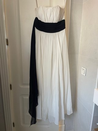 Vestido largo blanco y negro T38/40