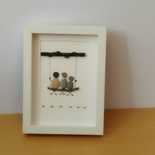 Cuadro artesanal familia columpio - Hecho a mano