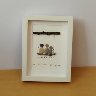 Cuadro artesanal familia columpio - Hecho a mano