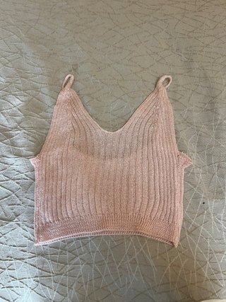 Top de punto rosa claro
