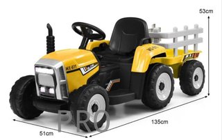 COSTWAY TQ10279D Tractor infantil de 12 V con remolque y control remoto.