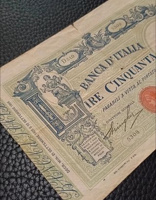 Rara banconota 50 Lire Banca d'Italia 1925