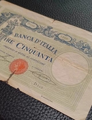 Rara banconota 50 Lire Banca d'Italia 1925