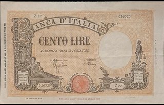 Rara banconota 100 lire stampa Milano
