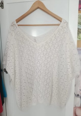 Jersey beige/blanco talla única