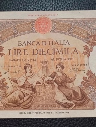 Rara banconota 10.000 lire - repubblica italiana