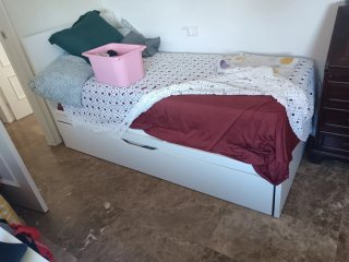 Letto a castello bianco con cassetti, convertibile in due