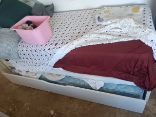 Letto a castello bianco con cassetti, convertibile in due