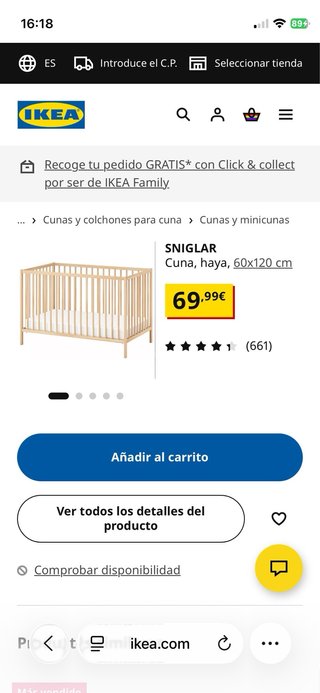 Cuna de bebé de madera