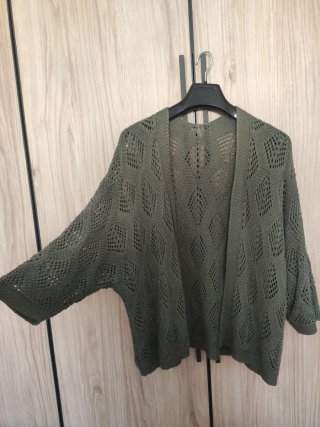 Chaqueta de punto calado verde