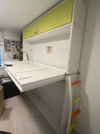 Letto a castello orizzontale pieghevole con armadio sotto
