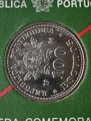 Set 2 Monedas Plata 100 Escudos Portugal 1986