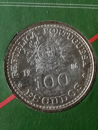 Set 2 Monedas Plata 100 Escudos Portugal 1986