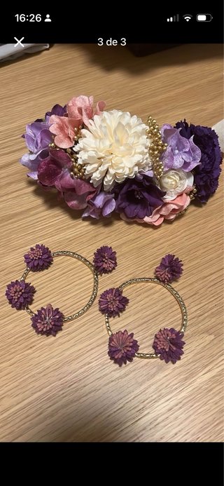 Traje Flamenca Encaje Morado y Rosa