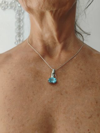 Conjunto plata con piedra semipreciosa azul