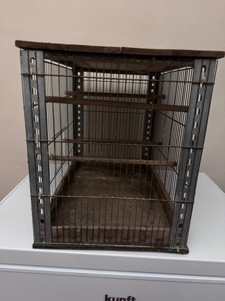 Jaula para pájaros de madera y metal