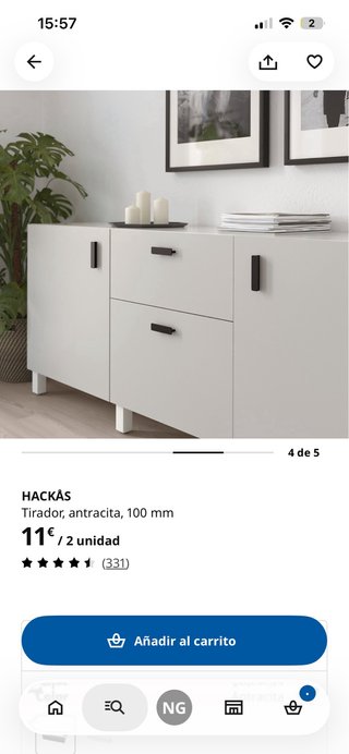 Tiradores Hacka IKEA negros