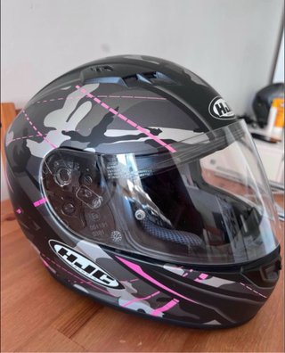 Casco HJC Moto Talla M Camuflaje Rosa