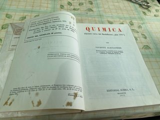 Quimica 5 curso del Bachillerato plan 1957