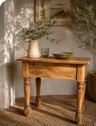 Mesa auxiliar antigua de madera